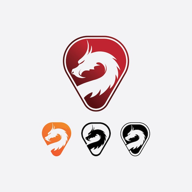 Smok Wektor Ikona Zwierząt Fantasy Ilustracja Projekt Logo Szablon