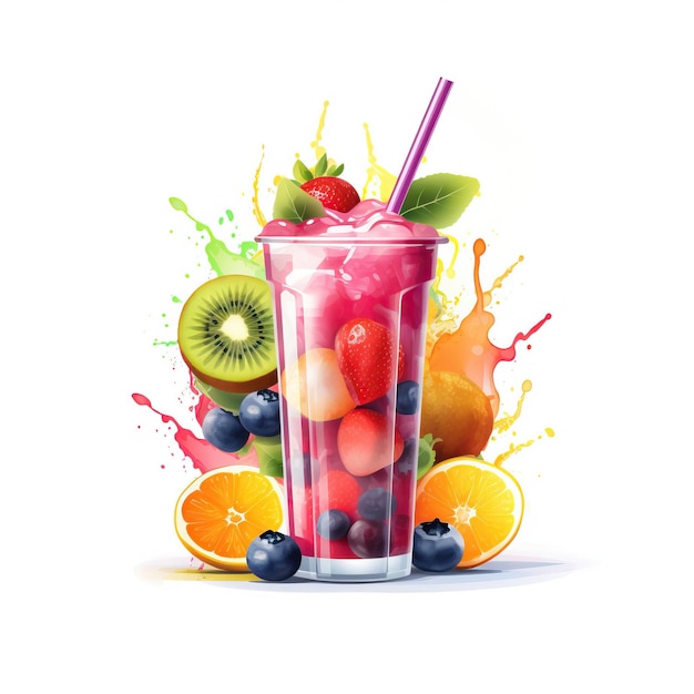 Plik wektorowy smoothie wektor płaski geometryczny akwarel biały tło izola