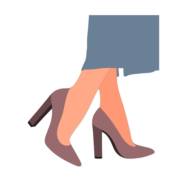 Plik wektorowy smukłe nogi młodych kobiet w pozie buty szpilki na wysokich obcasach chodzenie na stojąco z systemem skoków taniec