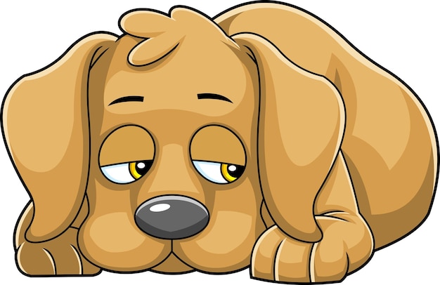 Plik wektorowy smutny brązowy pies postać z kreskówki leżący wektor ręcznie rysowane ilustracja
