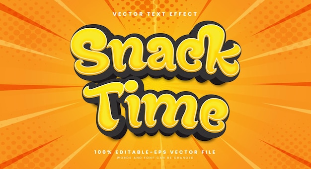 Snack time 3d edytowalny szablon efektów tekstowych odpowiedni dla tematu komiksów