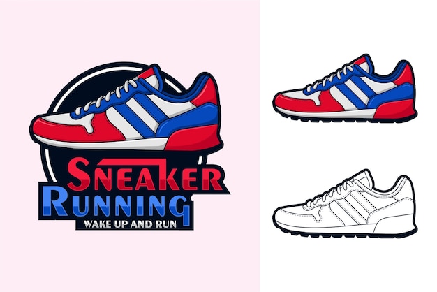 Sneaker Bieganie Obudź Się I Uruchom Kolekcję Logo Projektu