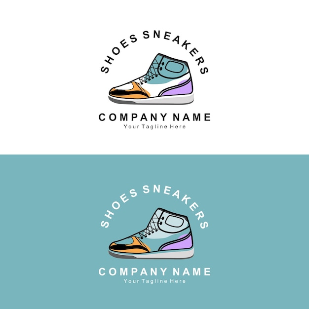 Plik wektorowy sneakers shoe logo design ilustracja wektorowa modnego obuwia młodzieżowego prosta funky koncepcja