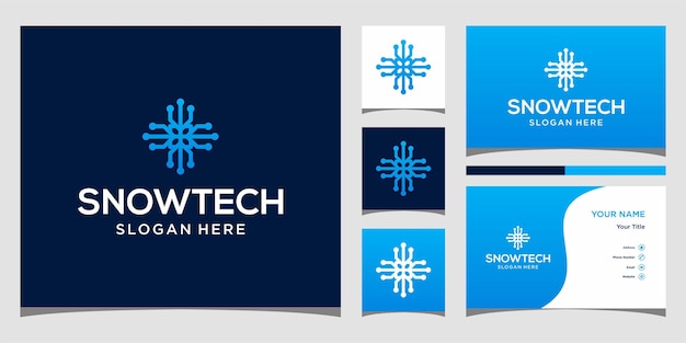 Śnieg tech logo szablon wektor projektu