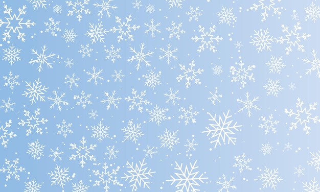 Śnieg tło. Zimowe opady śniegu. Białe płatki śniegu na niebieskim niebie. Boże Narodzenie tło. Spadający śnieg.
