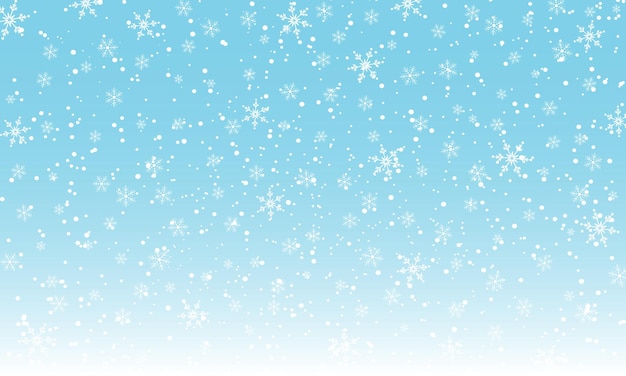 Śnieg Tło. Zimowe Opady śniegu. Białe Płatki śniegu Na Niebieskim Niebie. Boże Narodzenie Tło. Spadający śnieg.