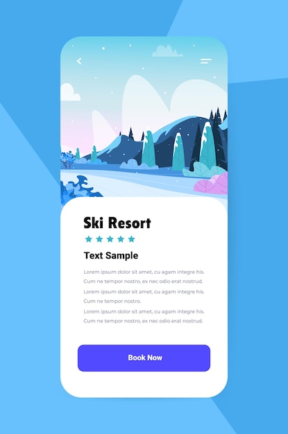 Śnieżne Pasmo Górskie Piękna Przyroda Krajobraz Tło Ośrodek Narciarski Aplikacja Mobilna Na Ekranie Smartfona Pionowa Kopia Miejsca Ilustracji Wektorowych