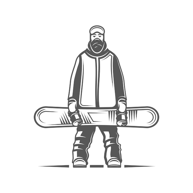 Snowboardzista na białym tle Ilustracja wektorowa