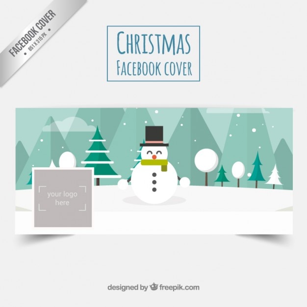 Plik wektorowy snowman christmas facebook cover