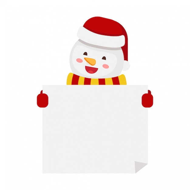 Snowman Christmas Wskazując Na Znak Transparentu Przewijania