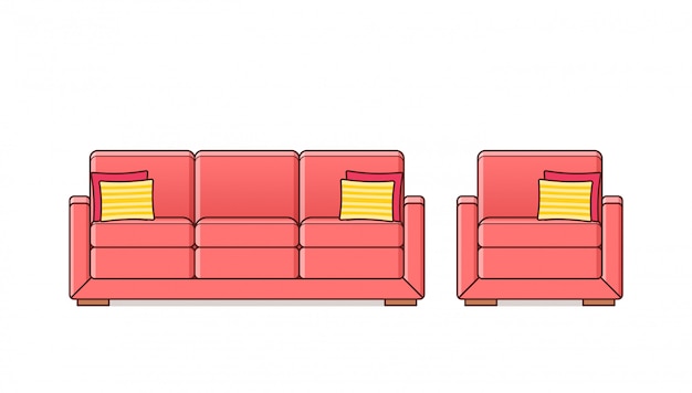 Sofa, kanapa, fotel liniowa ikona, meble konturowe I.