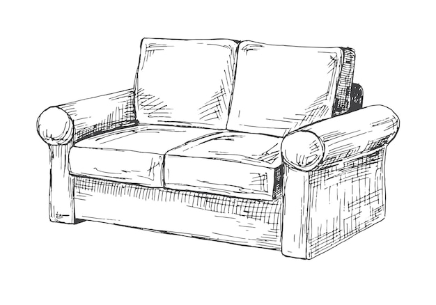 Plik wektorowy sofa na białym tle ilustracja wektorowa w stylu szkicu