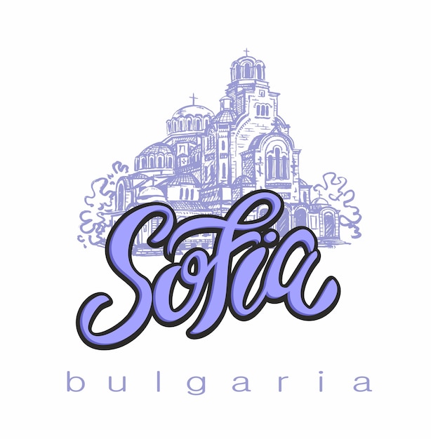 Sofia, Bułgaria. Naszkicować. Literowanie.