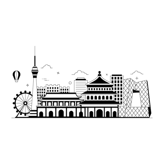 Plik wektorowy solidna ilustracja stylu city skylines