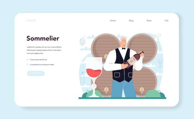 Sommelier Specjalista Od Banerów Internetowych Lub Landing Page Z Kieliszkiem
