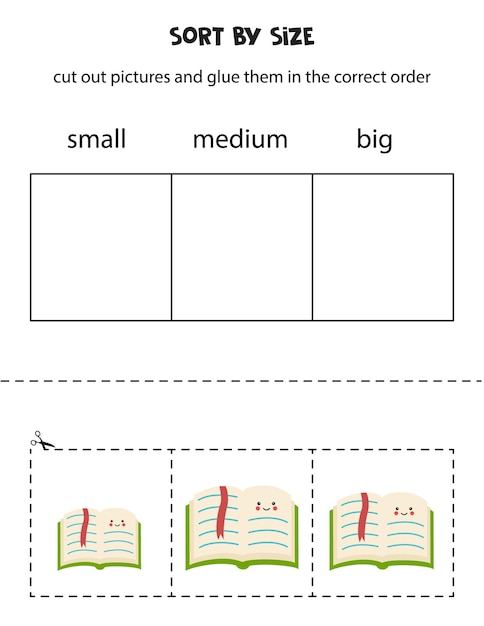 Sortuj Zdjęcia Według Rozmiaru. Arkusz Edukacyjny Dla Dzieci.