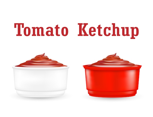 sos chili keczup w małej plastikowej misce