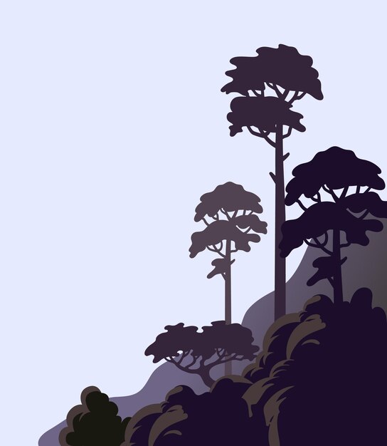 Plik wektorowy sosna na klifie skalistym brzegu z wysokimi drzewami