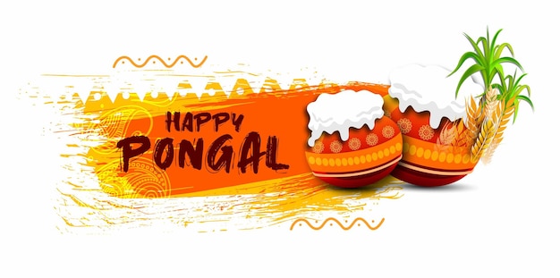 South Indian Festival Pongal Tło Szablon Projektu Ilustracja Wektorowa Happy Pongal Holiday Har