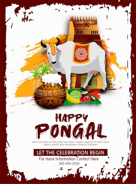 Plik wektorowy south indian festival pongal tło szablon projektu ilustracja wektorowa happy pongal holiday har