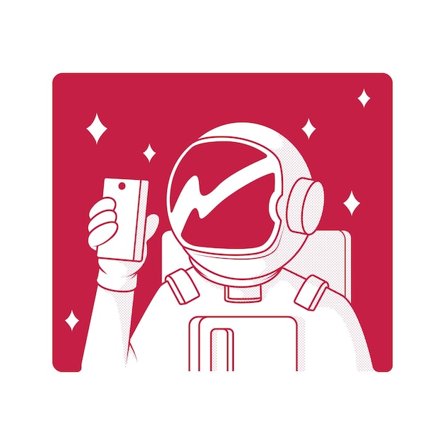 Spaceman Z Ilustracją Wektorową Telefonu Koncepcja Projektowania Maskotki Przyszłości Technologii