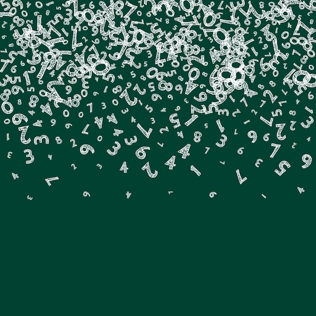 Spadające dziecinne liczby kreda Koncepcja nauki matematyki z latającymi cyframi Nieusuwalny powrót do szkoły matematyki transparent na tle tablicy Spadające liczby ilustracji wektorowych