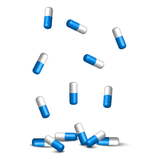 Spadające Kapsułki Tabletki Do Projektowania Medycznego Ilustracji Wektorowych