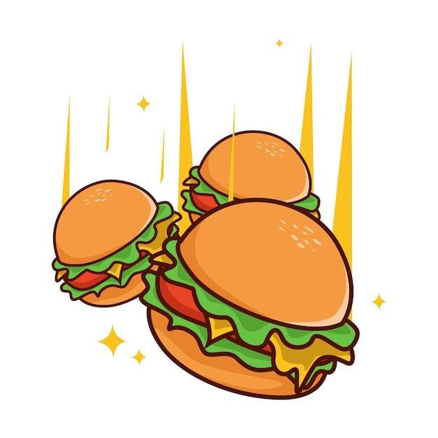 Spadające Musujące Hamburger Ilustracja Kreskówka