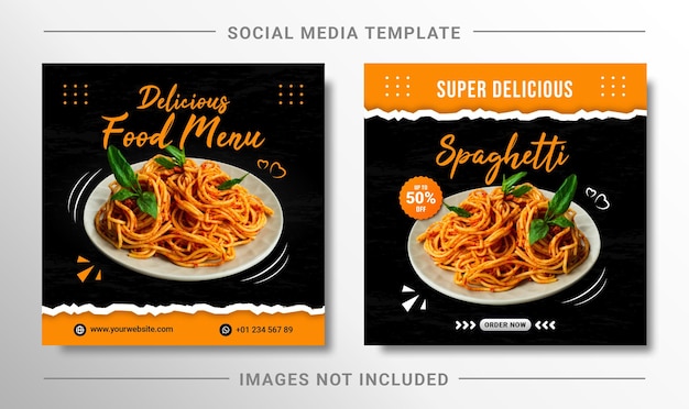 Spaghetti Food Menu Instagram Post Social Media Banner Szablon