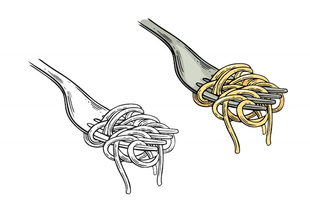 Plik wektorowy spaghetti na widelec ilustracji
