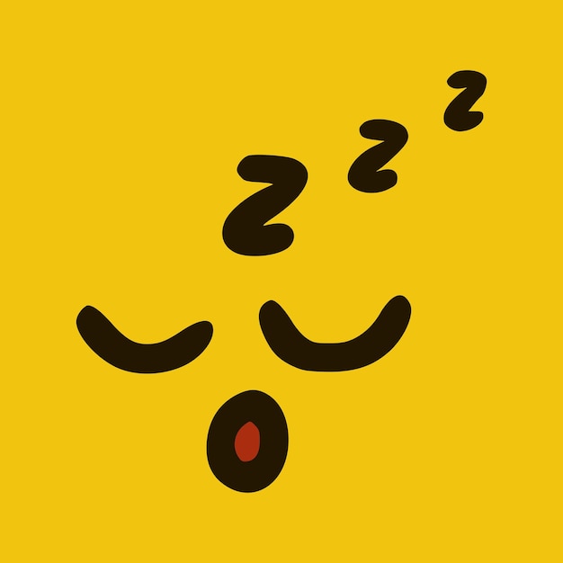Spanie Emotikon W Stylu Doodle żółte Tło Ilustracji Wektorowych