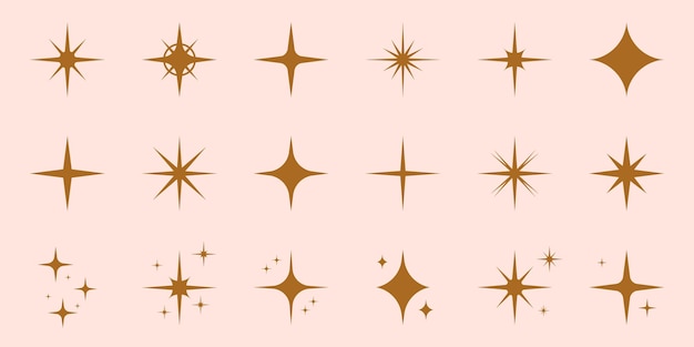 Sparkle Star Icon Set Glow Spark Flash Stars Piktogram Kolekcja Shine Burst Magic Decor