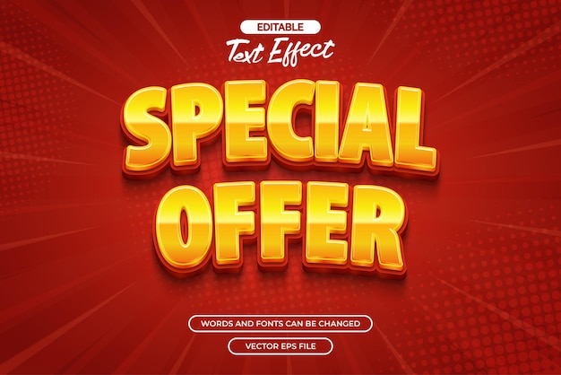 Specjalna oferta edytowalny efekt tekstu wektorowego