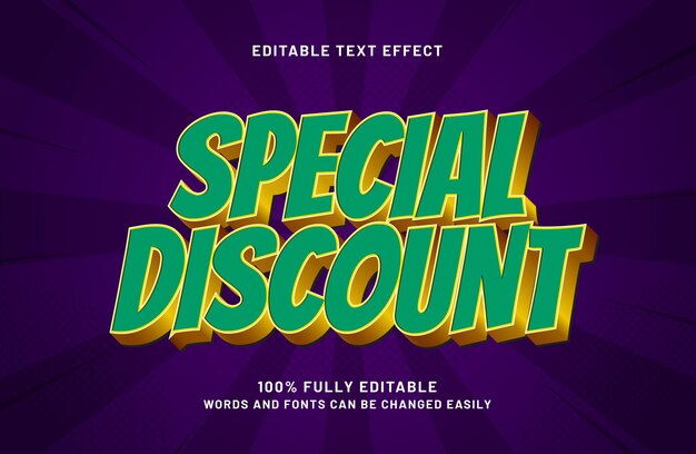 specjalny efekt tekstu edytowalnego w stylu tekstu zniżkowego i promocyjnego