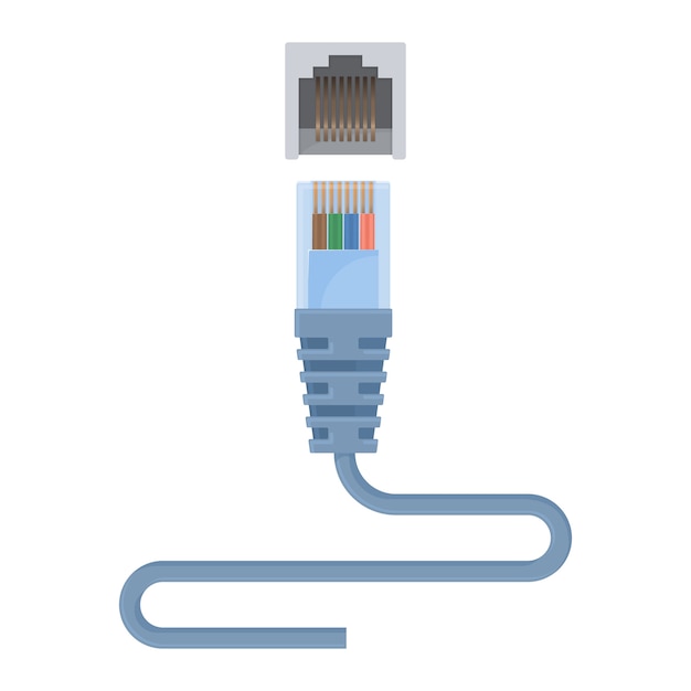 Plik wektorowy specjalny kabel ethernet złożony ze złącza i długiego drutu.