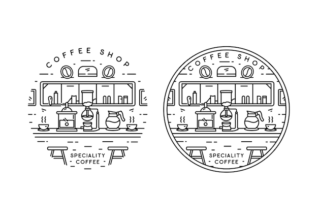 Specjalny projekt kawiarni Monoline Badge Design