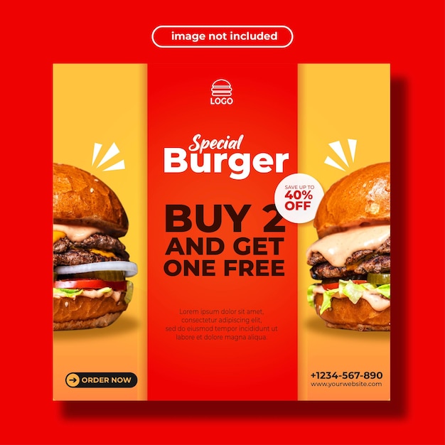 Plik wektorowy specjalny szablon promocji burgera w mediach społecznościowych