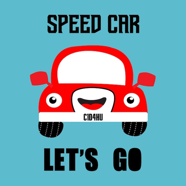 Speed Car Z Kreskówkowym Kreatywnym Wektorem Dziecinnym Projektem Dla Dzieci Kolorowanka