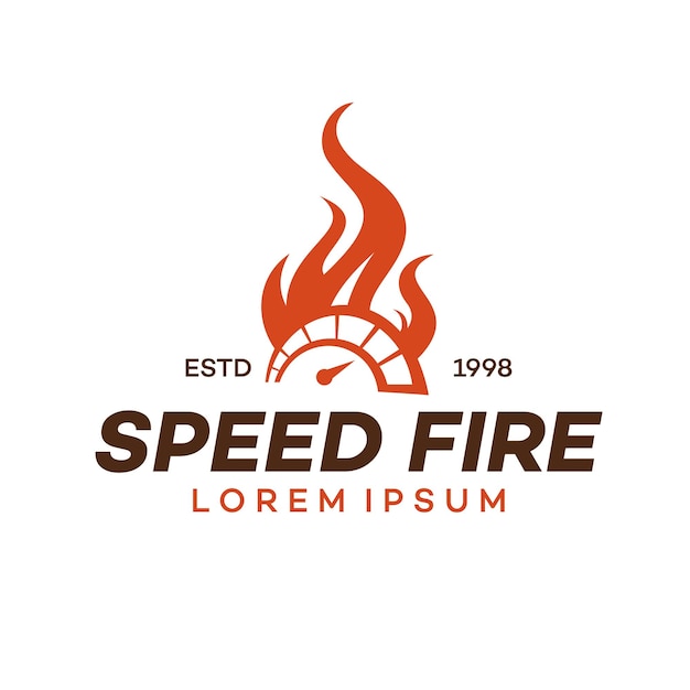 Speed Fire Logo Design Vector Szybki Prędkościomierz Logo Szablon Ikona Symbol