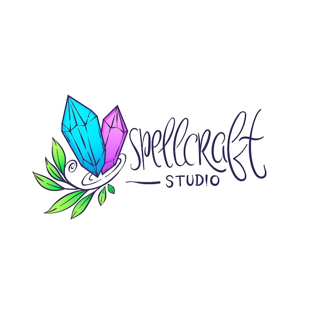 Plik wektorowy spellraft, boho chic, ręcznie rysowane logo, labe, emblemat