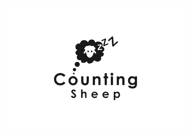 Śpiące Owce Logo Projekt Ilustracji Wektorowych