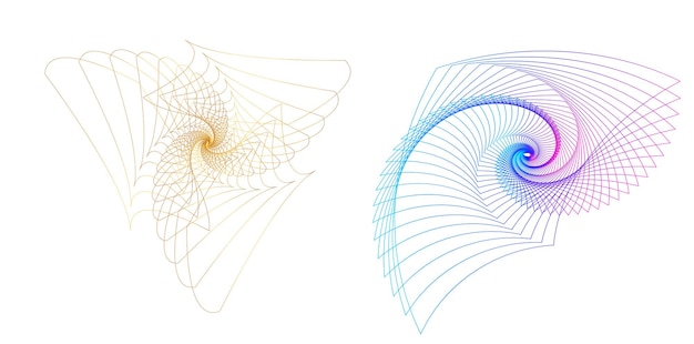 Plik wektorowy spirala streszczenie tęcza element projektu na białym tle skrętu linii wektor ilustracja eps 10 złoty stosunek tradycyjnych proporcji wektor ikona spirala fibonacciego dla eleganckiej wizytówki