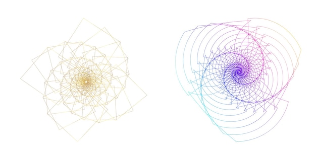 Spirala streszczenie tęcza element projektu na białym tle skrętu linii wektor ilustracja eps 10 złoty stosunek tradycyjnych proporcji wektor ikona Spirala Fibonacciego dla eleganckiej wizytówki