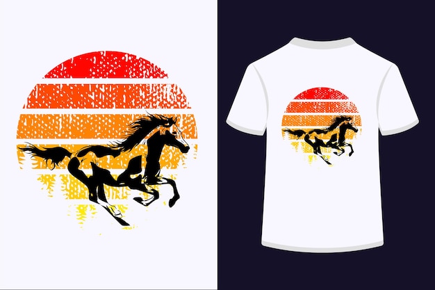 Plik wektorowy splash of paint horse projekt koszulki sunset