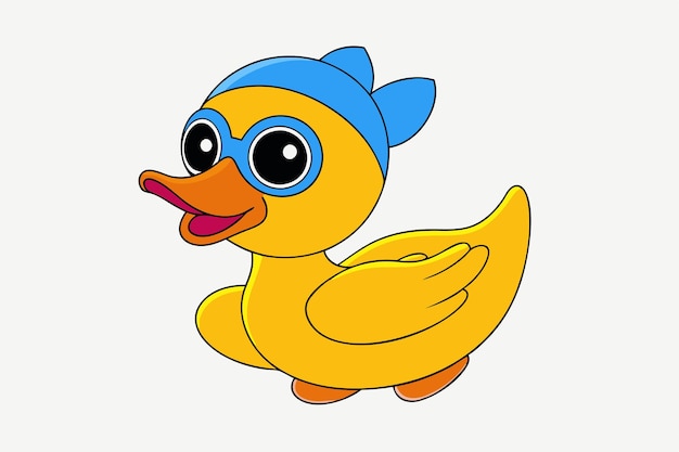 Splashing Duck Duck w czapce pływackiej i okularach ilustracja wektorowa do projektowania grafiki do drukowania