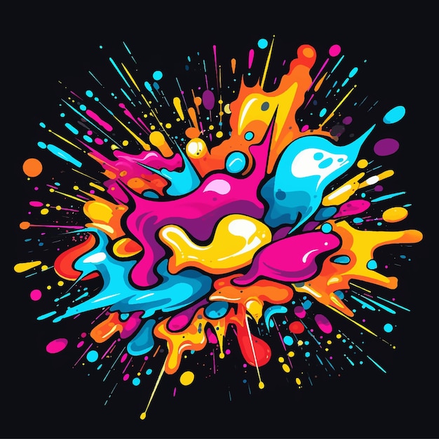 Splatter Graffiti Spot Stain Ink Spray Splash Blob Akwarel Płynna Farba Okrągła Grafika Grunge