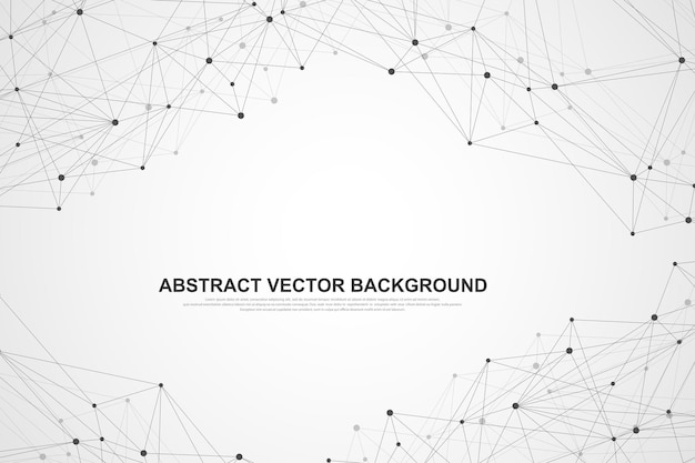 Splot Streszczenie Tło Z Połączonych Linii I Kropek. Efekt Geometryczny Splotu Big Data Ze Związkami. Splot Linii, Minimalny Szyk. Wizualizacja Danych Cyfrowych. Ilustracja Wektorowa.