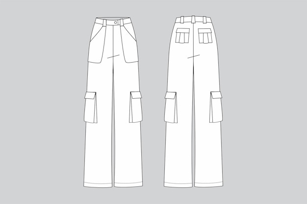 Plik wektorowy spodnie cargo damskie spodnie cargo techniczne spodnie z ilustracją mody