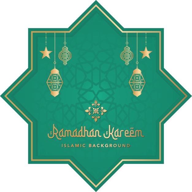 Plik wektorowy spokojny złoty zielony arabski islamski ramadan tło z latarniami i gwiazdami