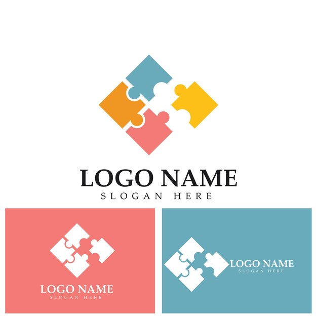 Społeczność Puzzle Logo Szablon Wektor